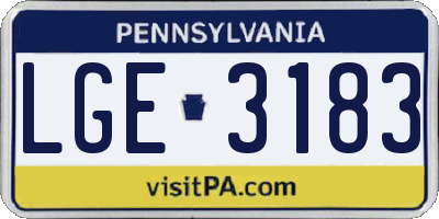 PA license plate LGE3183