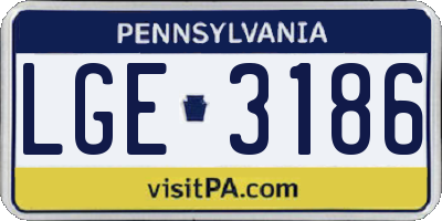 PA license plate LGE3186