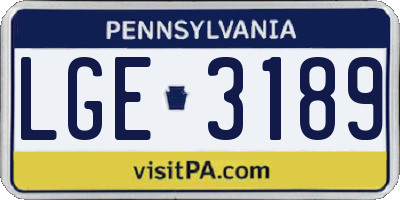 PA license plate LGE3189