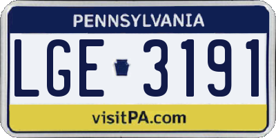 PA license plate LGE3191