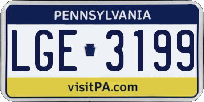 PA license plate LGE3199