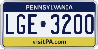 PA license plate LGE3200