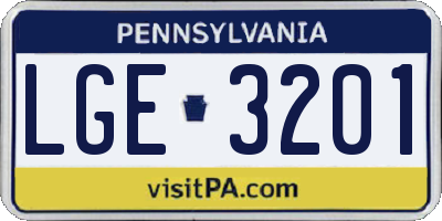 PA license plate LGE3201