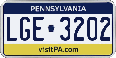 PA license plate LGE3202