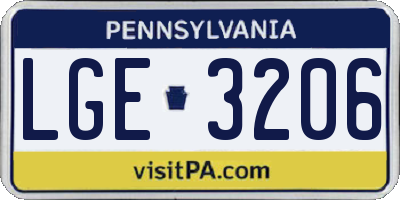 PA license plate LGE3206