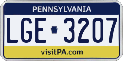 PA license plate LGE3207
