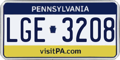 PA license plate LGE3208