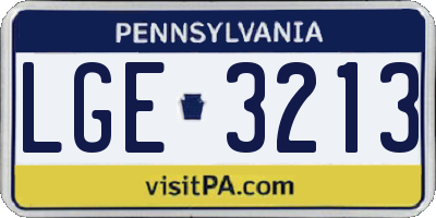 PA license plate LGE3213