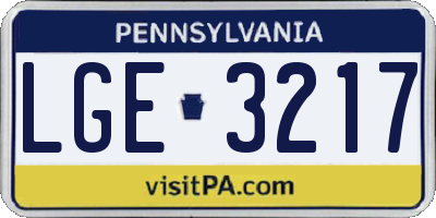 PA license plate LGE3217