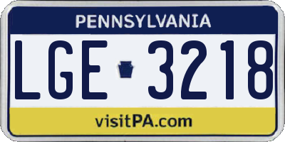 PA license plate LGE3218