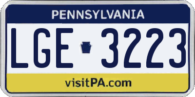PA license plate LGE3223