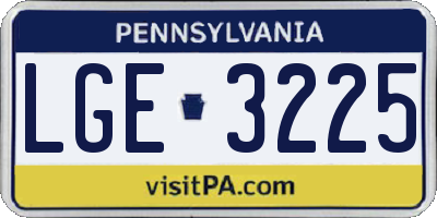 PA license plate LGE3225