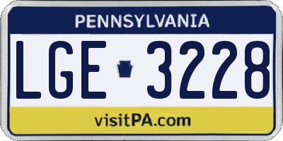 PA license plate LGE3228