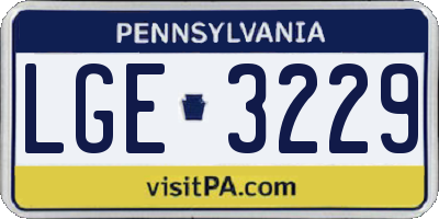 PA license plate LGE3229