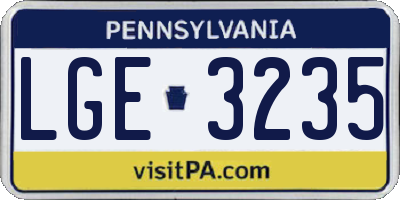 PA license plate LGE3235