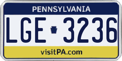PA license plate LGE3236