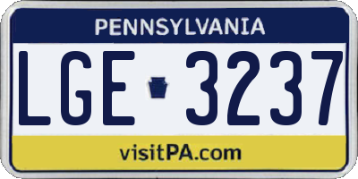PA license plate LGE3237