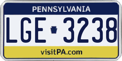 PA license plate LGE3238