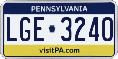 PA license plate LGE3240