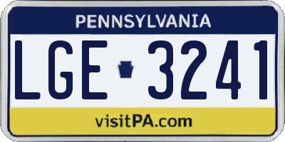PA license plate LGE3241