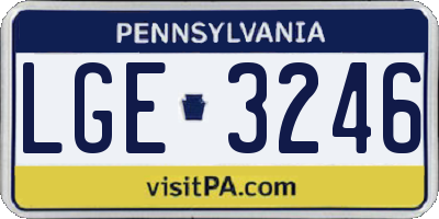 PA license plate LGE3246