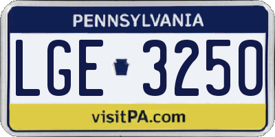 PA license plate LGE3250