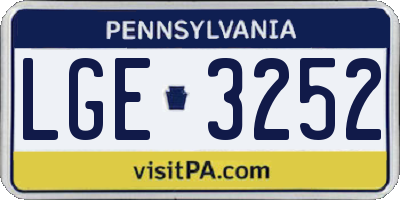 PA license plate LGE3252