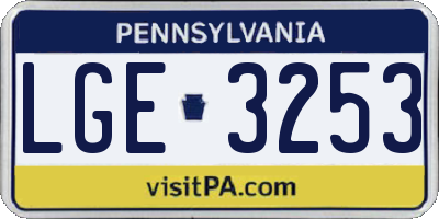 PA license plate LGE3253