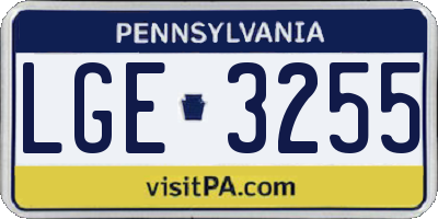 PA license plate LGE3255