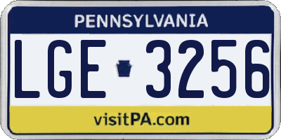 PA license plate LGE3256