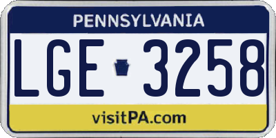 PA license plate LGE3258