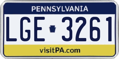 PA license plate LGE3261