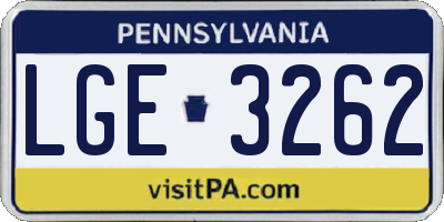 PA license plate LGE3262