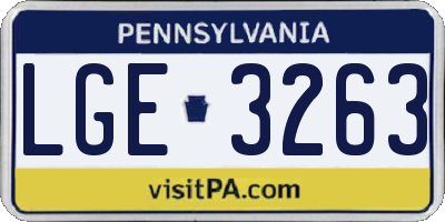 PA license plate LGE3263