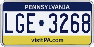 PA license plate LGE3268