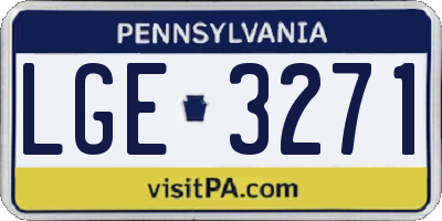PA license plate LGE3271