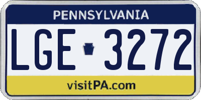 PA license plate LGE3272