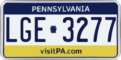 PA license plate LGE3277