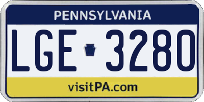 PA license plate LGE3280