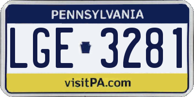 PA license plate LGE3281