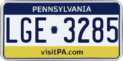 PA license plate LGE3285