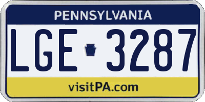 PA license plate LGE3287