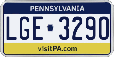 PA license plate LGE3290