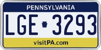 PA license plate LGE3293