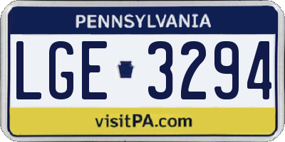 PA license plate LGE3294