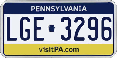PA license plate LGE3296