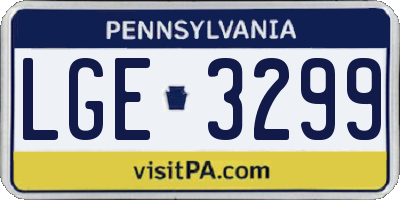 PA license plate LGE3299
