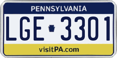 PA license plate LGE3301