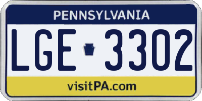 PA license plate LGE3302