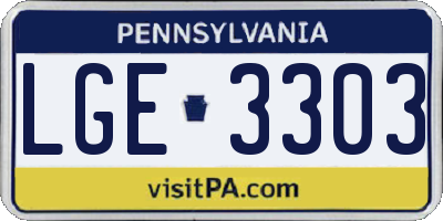 PA license plate LGE3303
